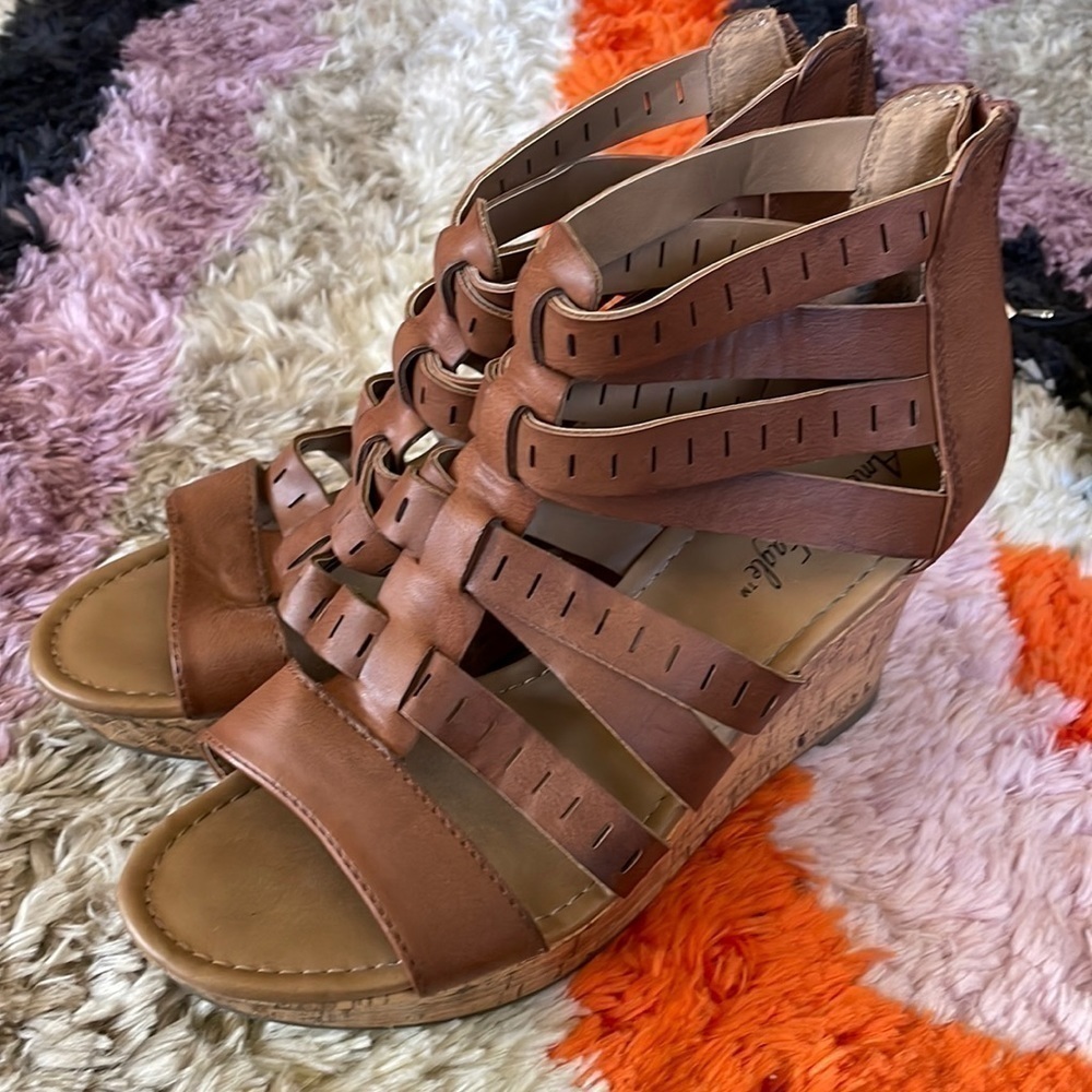 Wedge Cork Sandals Vegan Leather​​​​​